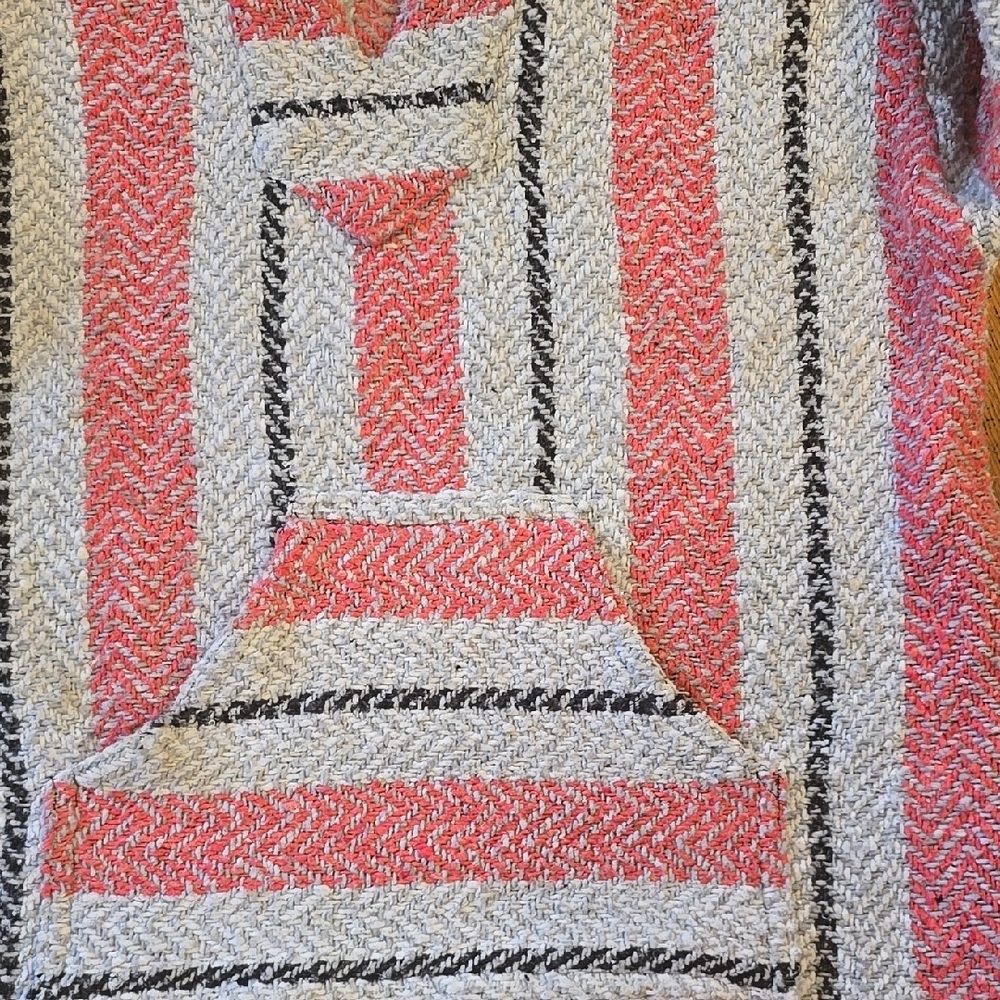 Baja Red, Black, Gray Woven Coastal Beach Hoodie - Picture 2 of 2